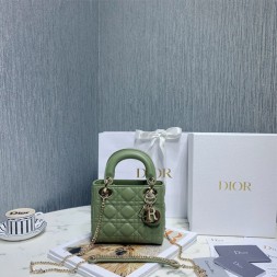 디올  레이디백 미니 M0505 그린 금장