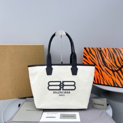 발렌시아가 BB 로고 토트백 92934 캔버스 화이트