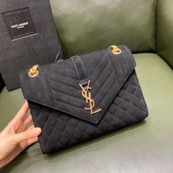 생로랑 스웨이드 언벨로프 숄더백 487206 블랙