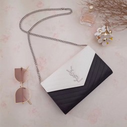 입생로랑 모노그램 체인지갑 377828 블랙&화이트